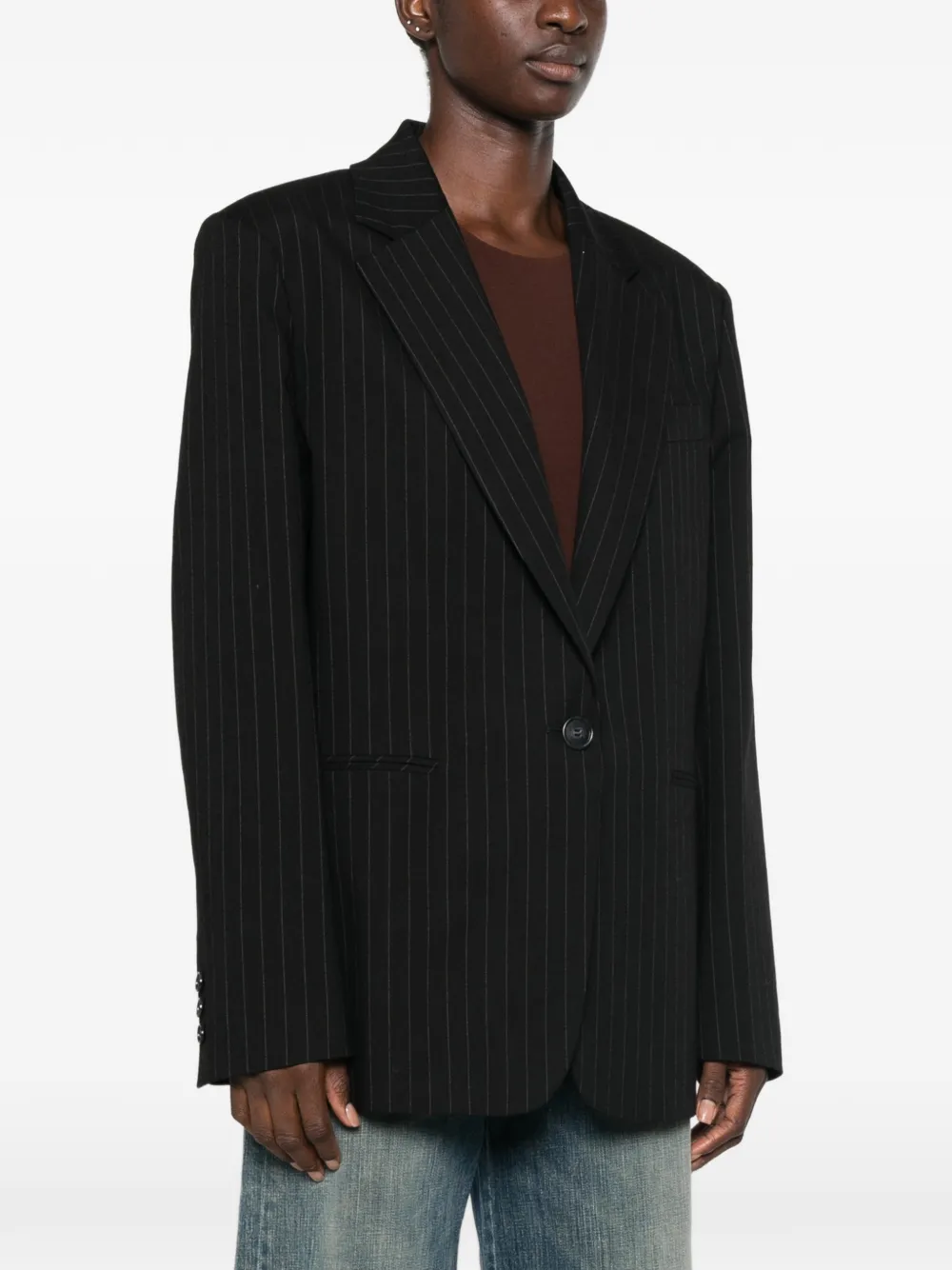 THE ANDAMANE Blazer met krijtstreep Zwart