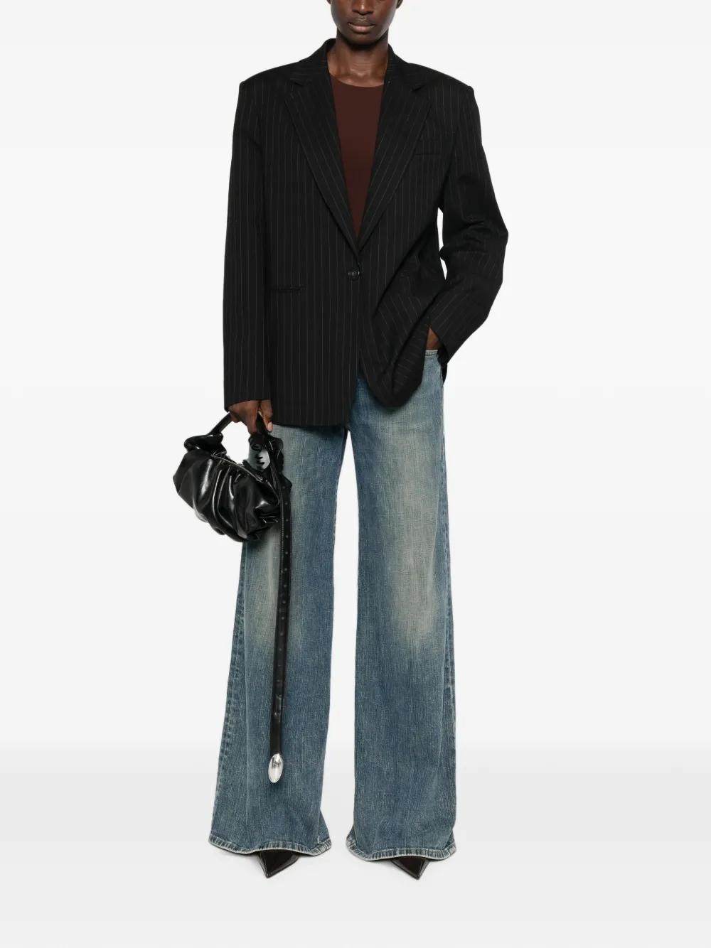 THE ANDAMANE Blazer met krijtstreep Zwart