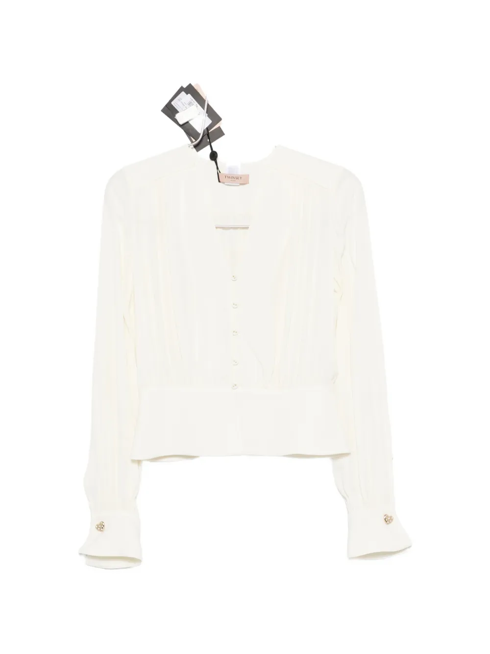 TWINSET pleated peplum-waist shirt - Weiß
