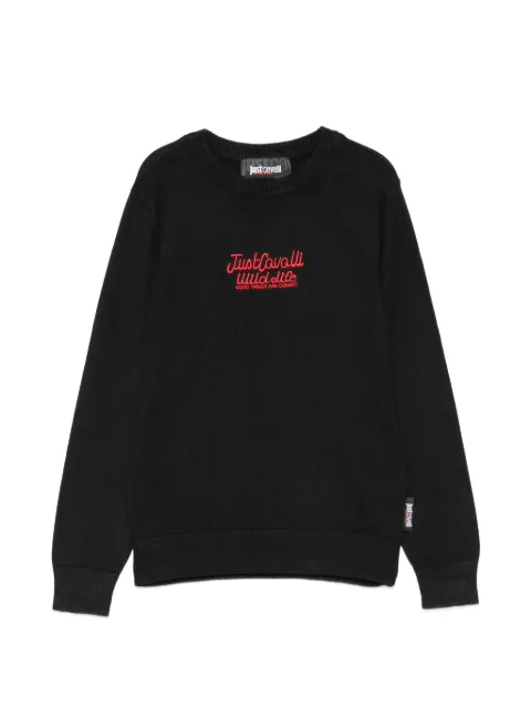 Roberto Cavalli Junior logo刺绣圆领卫衣