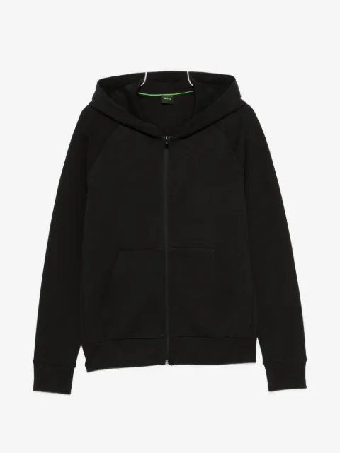 BOSS logo-print zip-up hoodie