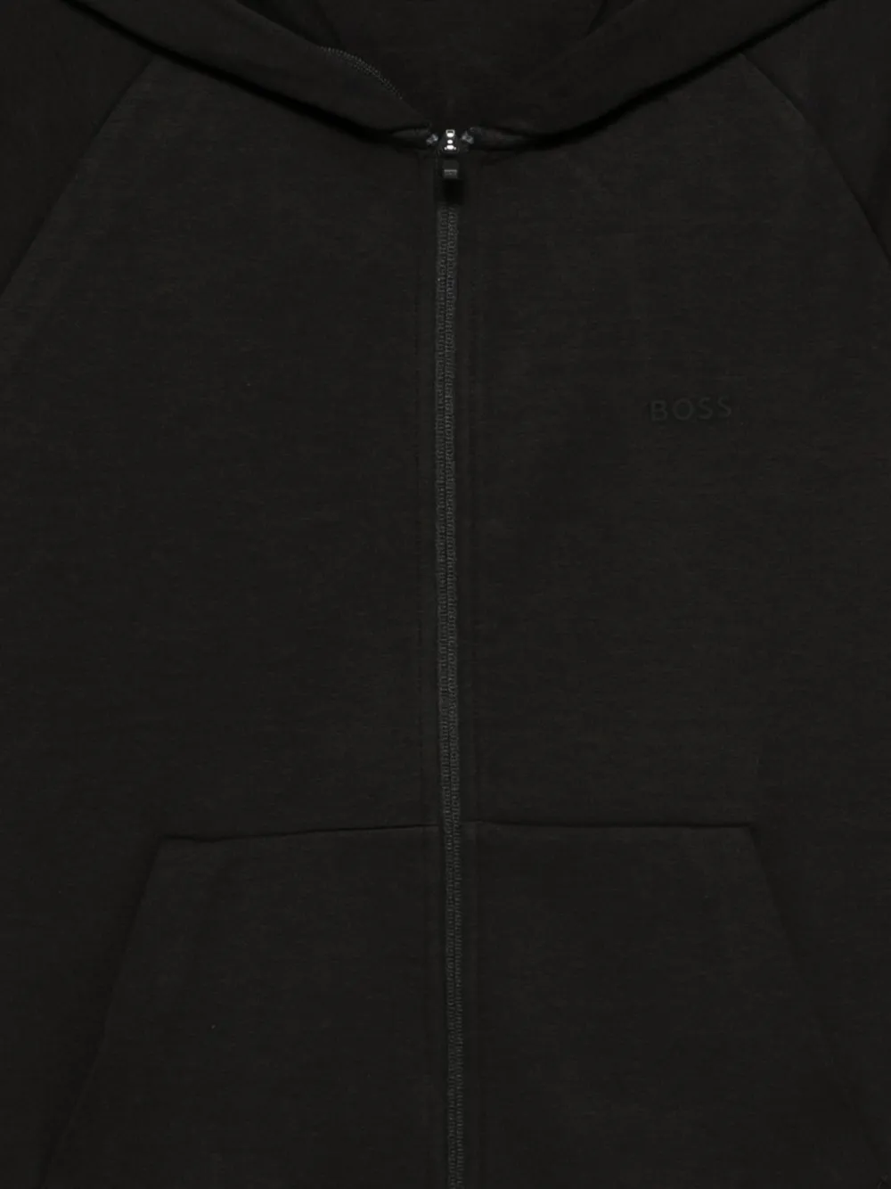 BOSS Hoodie met logoprint en rits Zwart