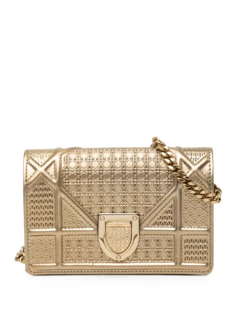 Christian Dior Pre-Owned 2016 Baby Metallic Patent Microcannage Diorama Flap crossbody bag