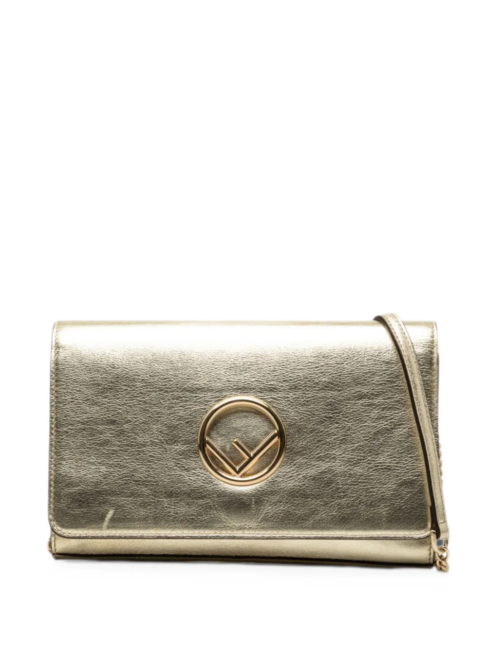 Fendi Pre-Owned 2010-2026 Metallic Calfskin F is Fendi Kan I Wallet On Chain crossbody bag - Gold