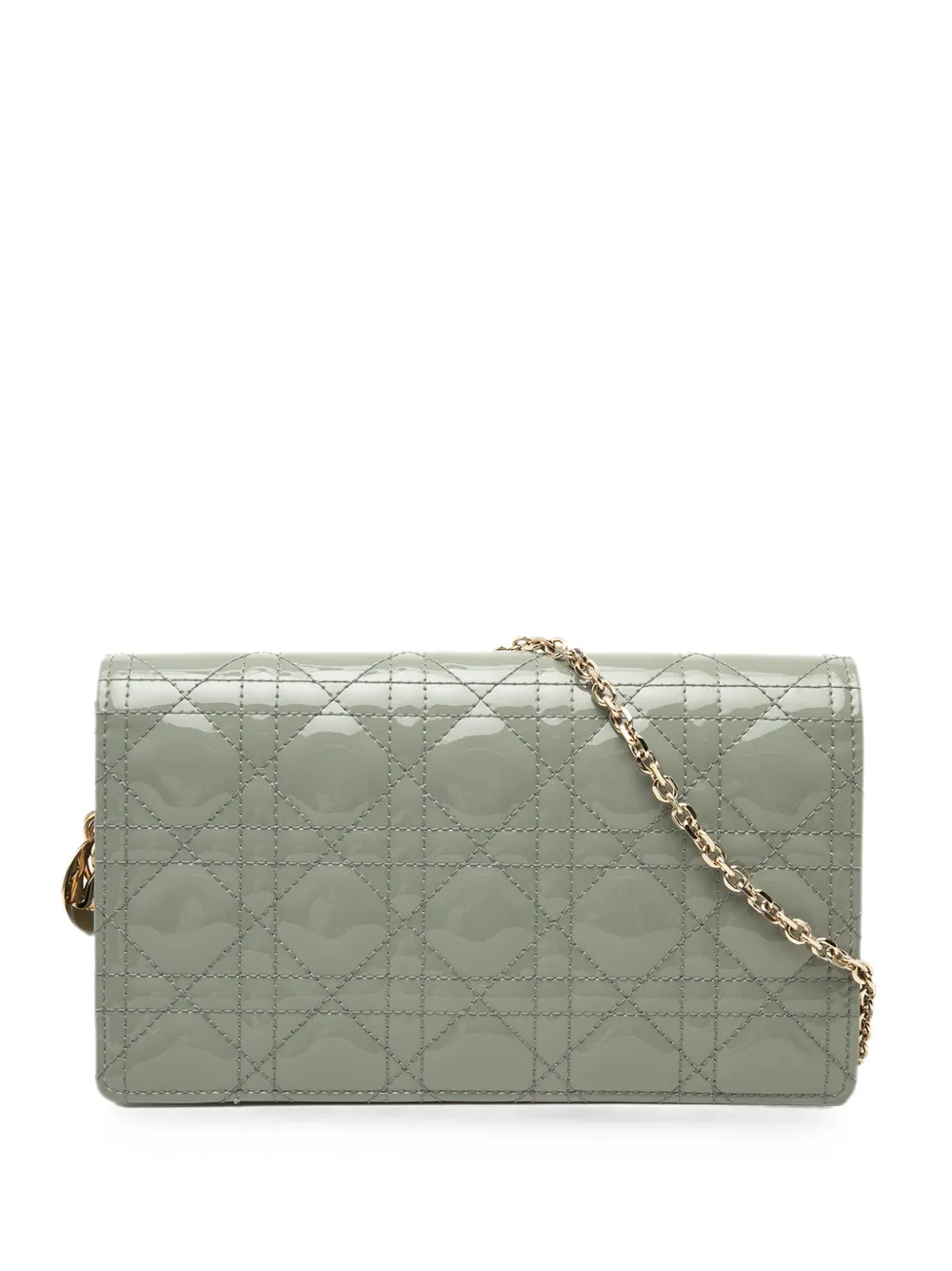 Christian Dior Pre-Owned 2022 Patent Cannage Lady Dior Wallet On Chain crossbody bag - Grigio