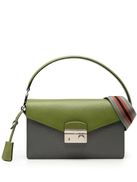 Prada Pre-Owned bolsa satchel Lux Sound Lock de piel saffiano bicolor 2010-2026