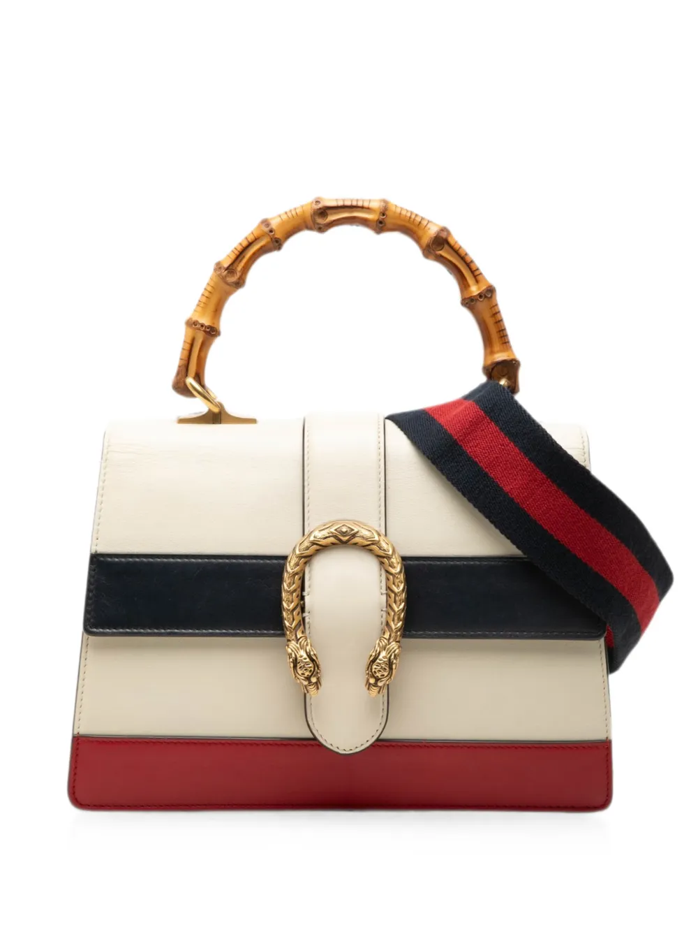 Gucci Pre-Owned 2016-2026 Medium Leather Bamboo Dionysus Web satchel - Bianco