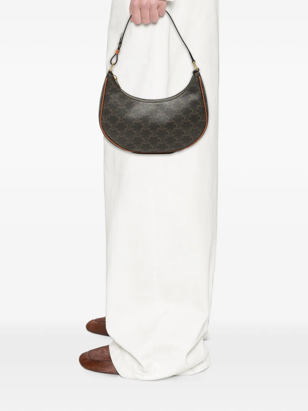 Celine Pre-Owned 2021 Triomphe Coated Canvas Ava shoulder bag - Braun