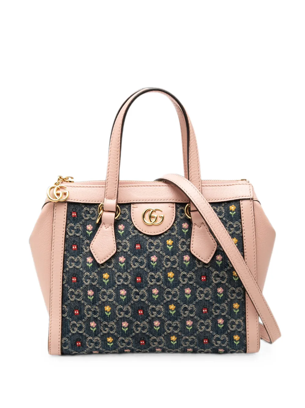 Gucci Pre-Owned 2016-2026 Small GG Denim Embroidery Ophidia satchel - Blu