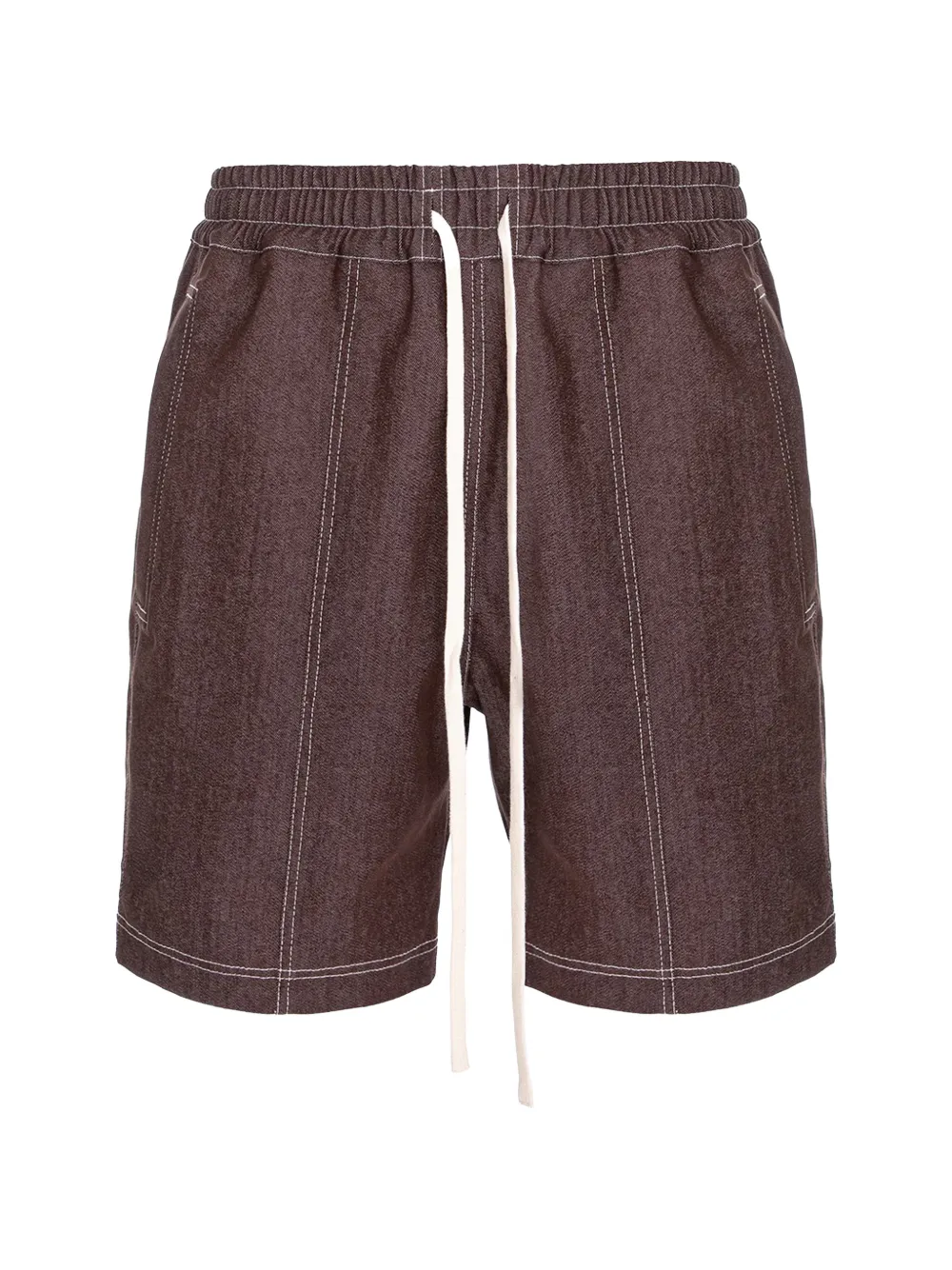 HAMZA contrast-stitch denim shorts - Marrone