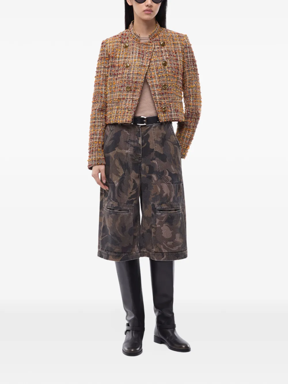 PINKO Bouclé tweed jacket with contrasting buttons Bruin