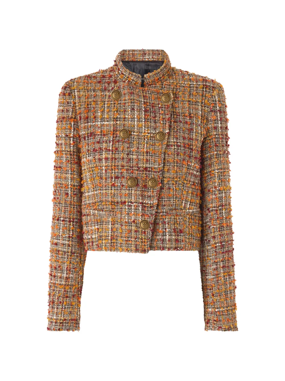 PINKO Bouclé tweed jacket with contrasting buttons - Marrone
