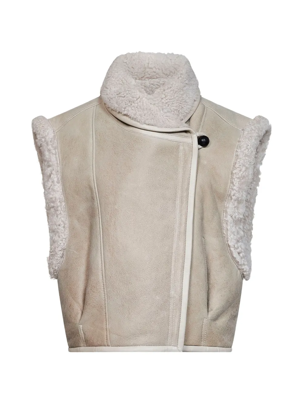 ISABEL MARANT shearling-trim sleeveless jacket - Nude