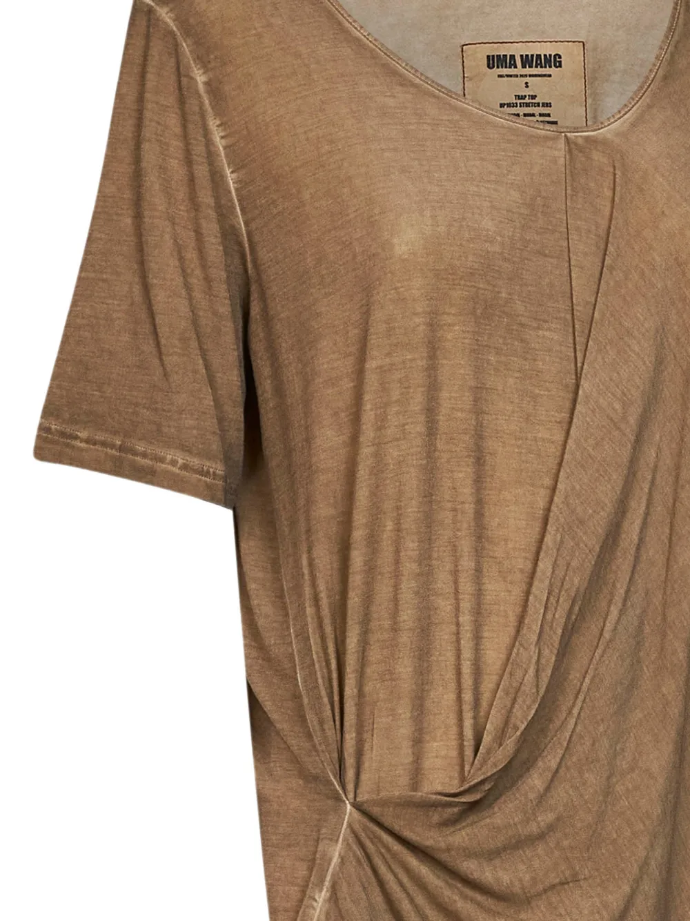Uma Wang Gedrapeerde asymmetrisch T-shirt Bruin