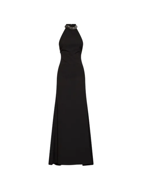 Alina embellished open-back maxi dress snake embroidered