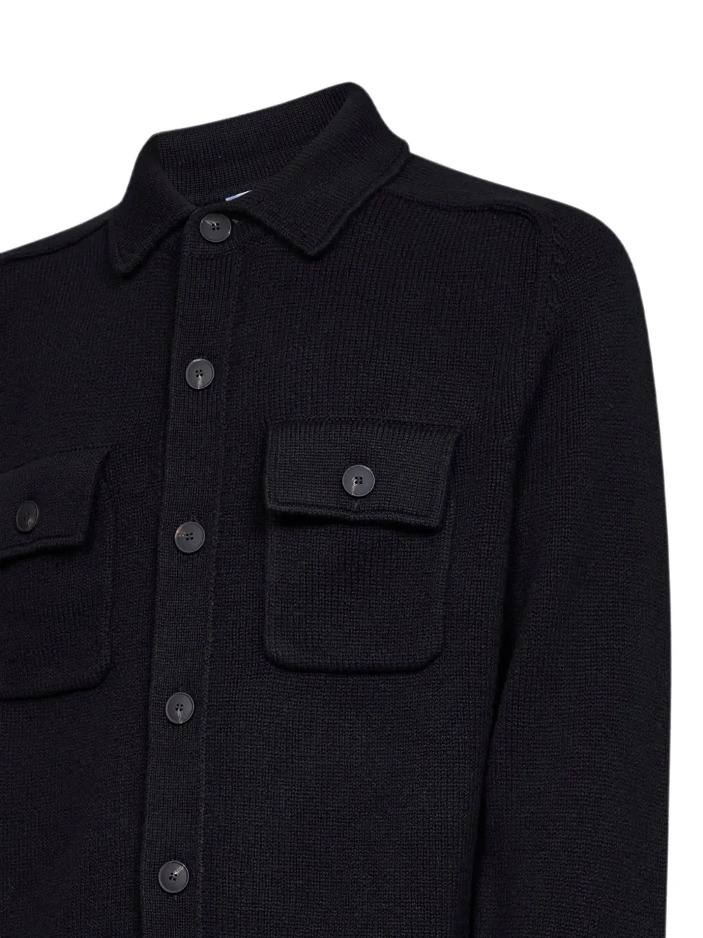 D4.0 Button-up wollen shirtjack Zwart