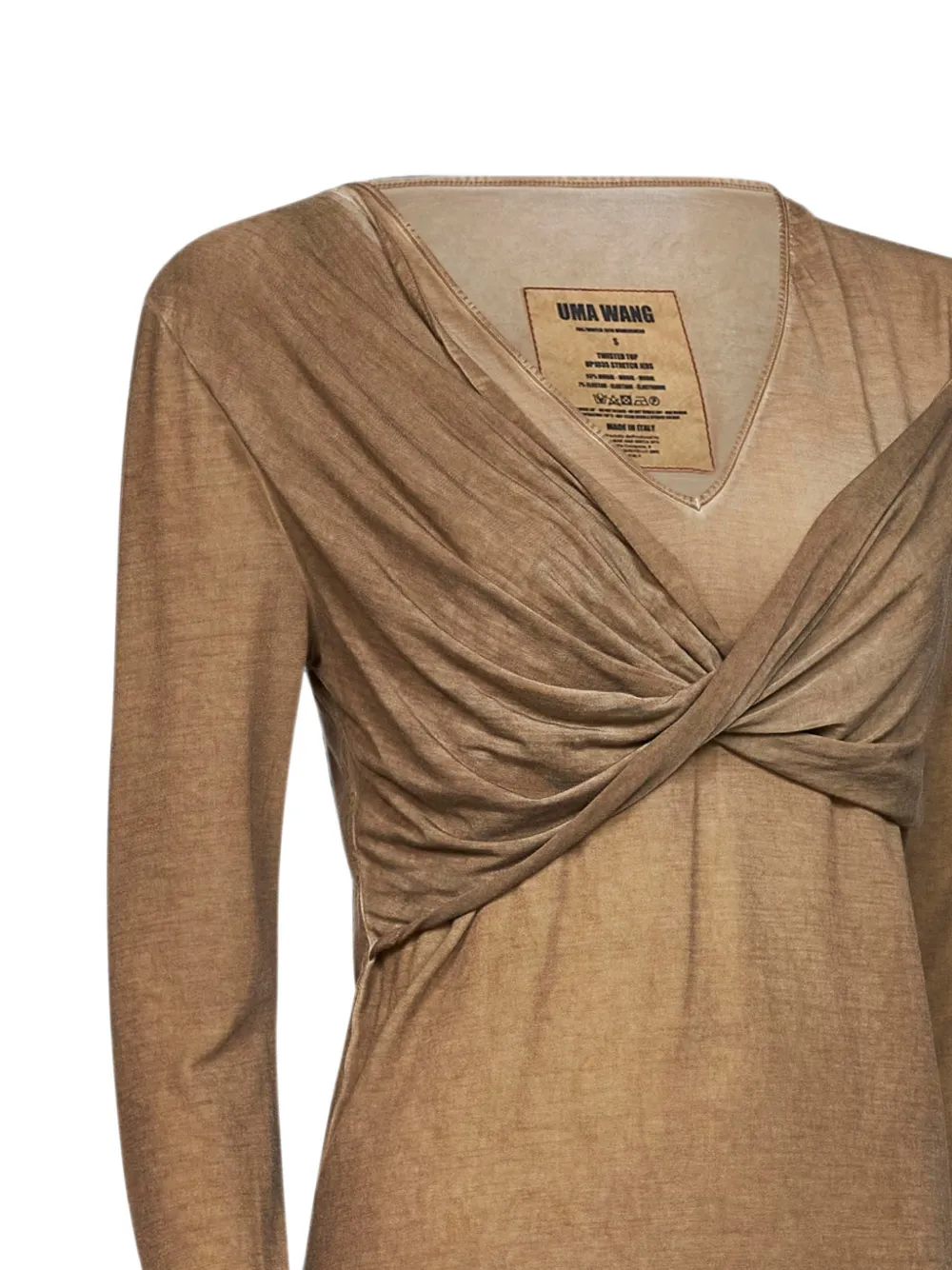 Uma Wang Blouse met gedraaid vlak en V-hals Beige