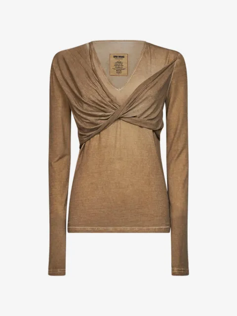 Uma Wang twisted-panel V-neck blouse