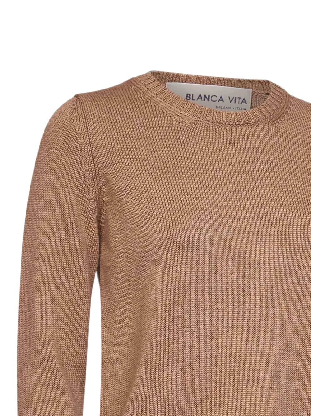 Blanca Vita Trui met ronde hals en geribbelde afwerking Bruin