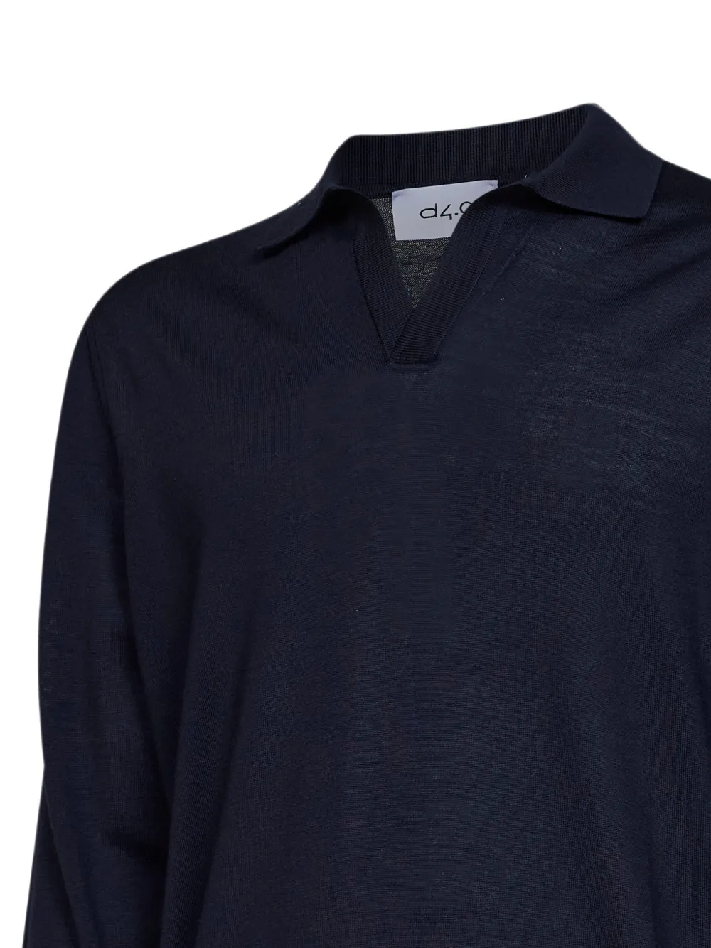 D4.0 Poloshirt met V-hals en lange mouwen Blauw