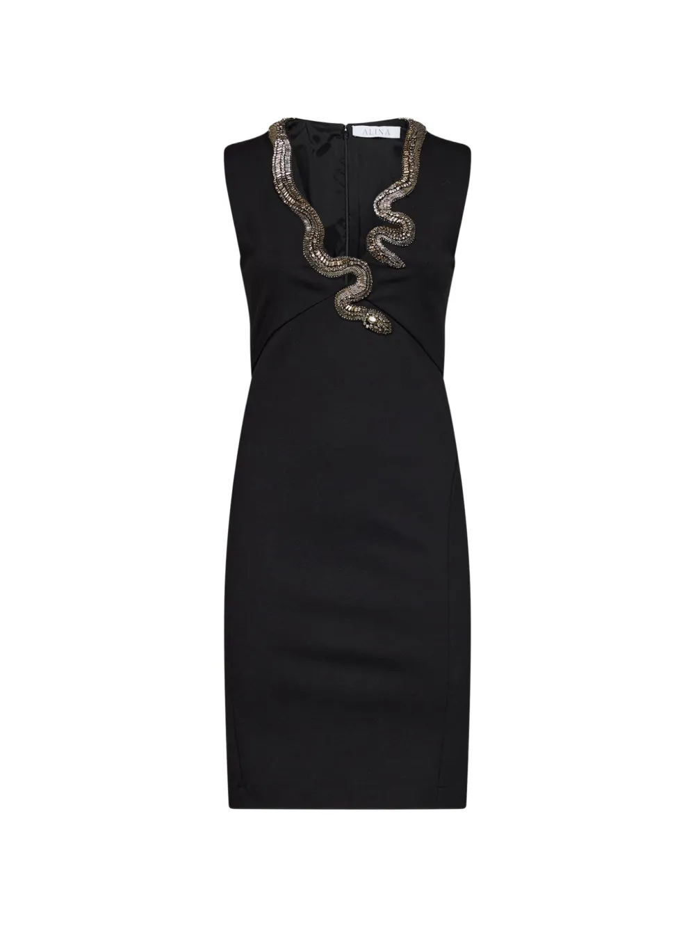 Alina snake-embroidered V-neck mini dress
