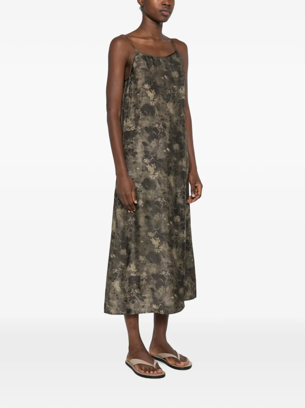 Uma Wang Anaya midi-jurk met bloemenprint Groen