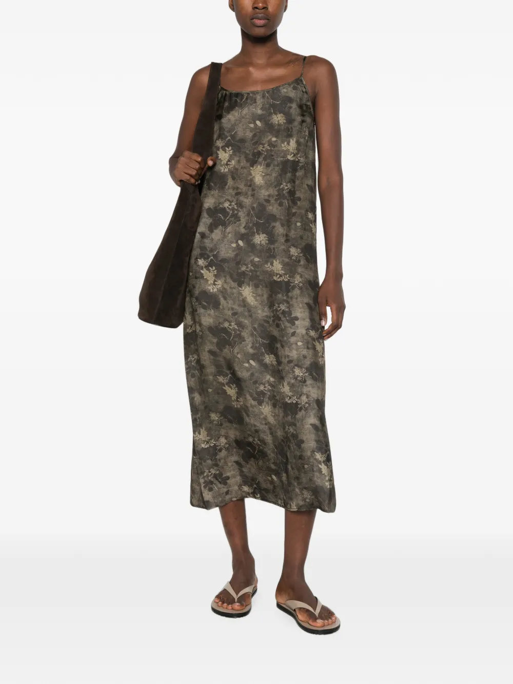 Uma Wang Anaya midi-jurk met bloemenprint Groen