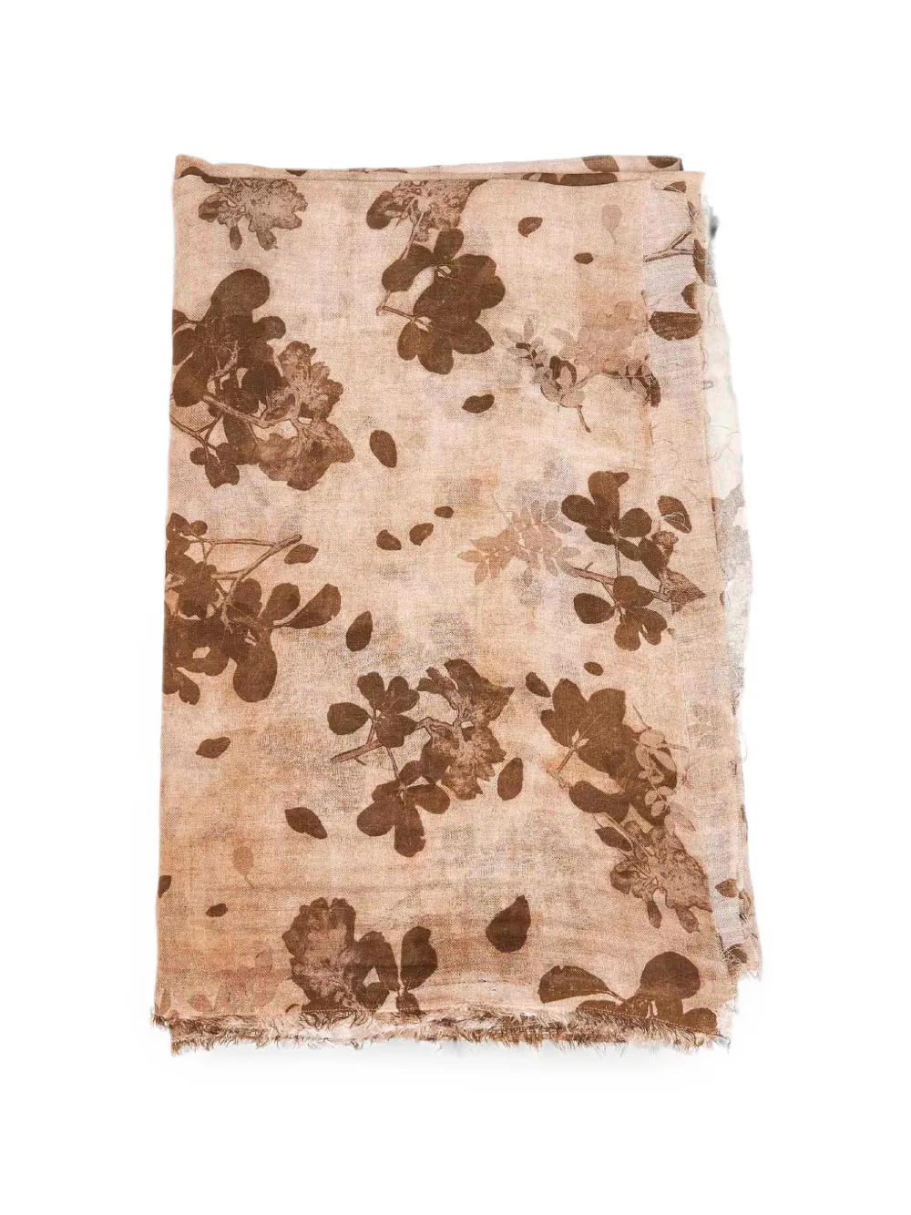 Uma Wang floral-print frayed scarf - Nude