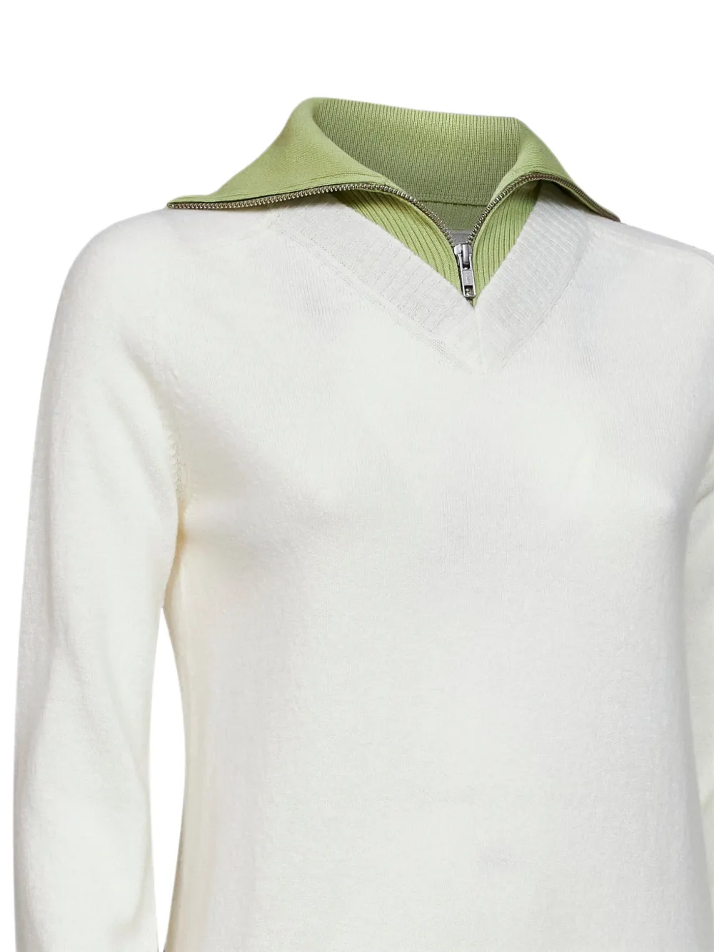 MM6 Maison Margiela Trui met gelaagd effect en kraag met rits Wit