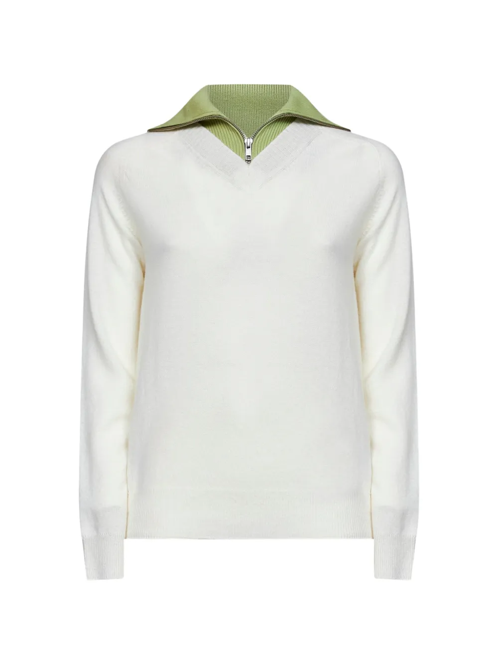 MM6 Maison Margiela layered-effect zip-collar sweater - Weiß