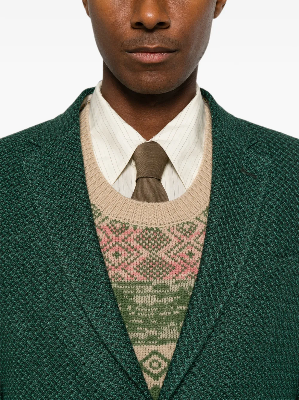 ETRO Geweven blazer met enkele rij knopen Groen