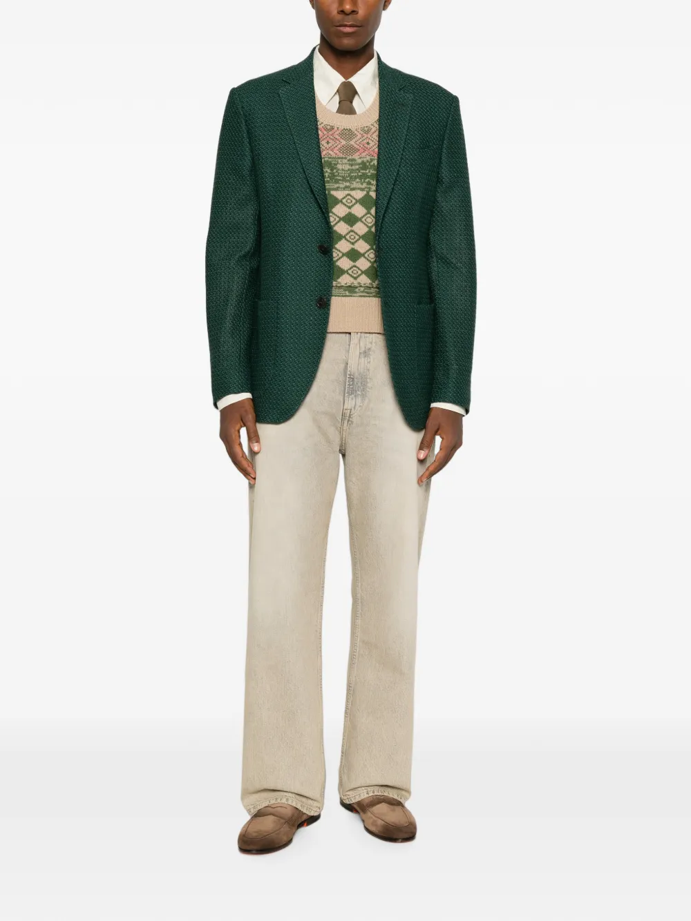 ETRO Geweven blazer met enkele rij knopen Groen