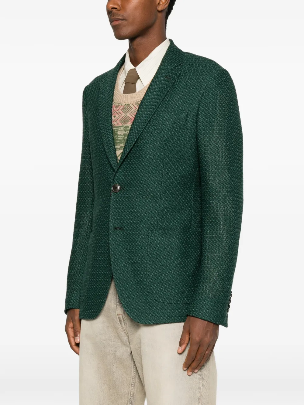 ETRO Geweven blazer met enkele rij knopen Groen