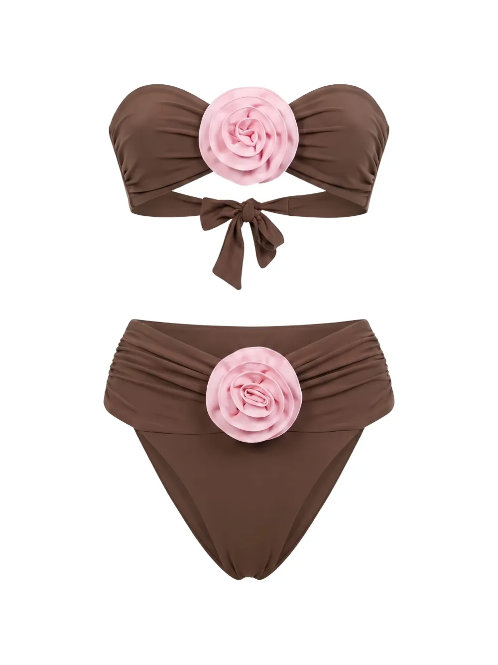 La Reveche Derya floral-appliqué bikini - Braun
