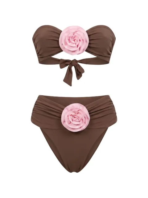 La Reveche Derya floral-appliqué bikini