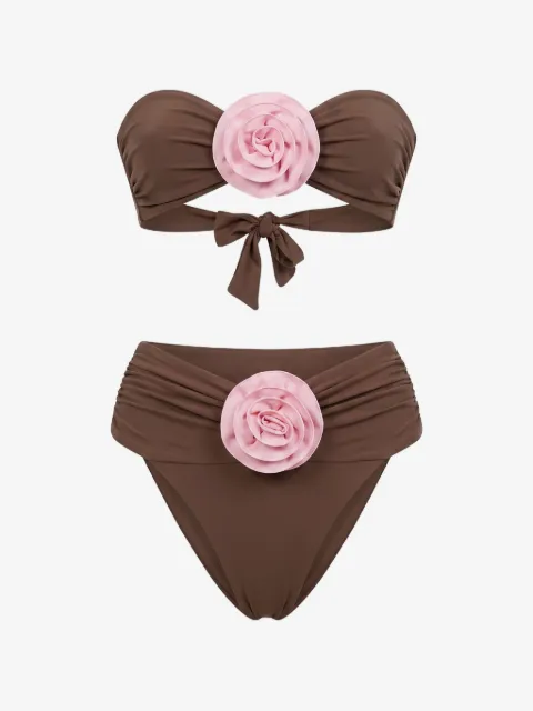 La Reveche Derya floral-appliqué bikini