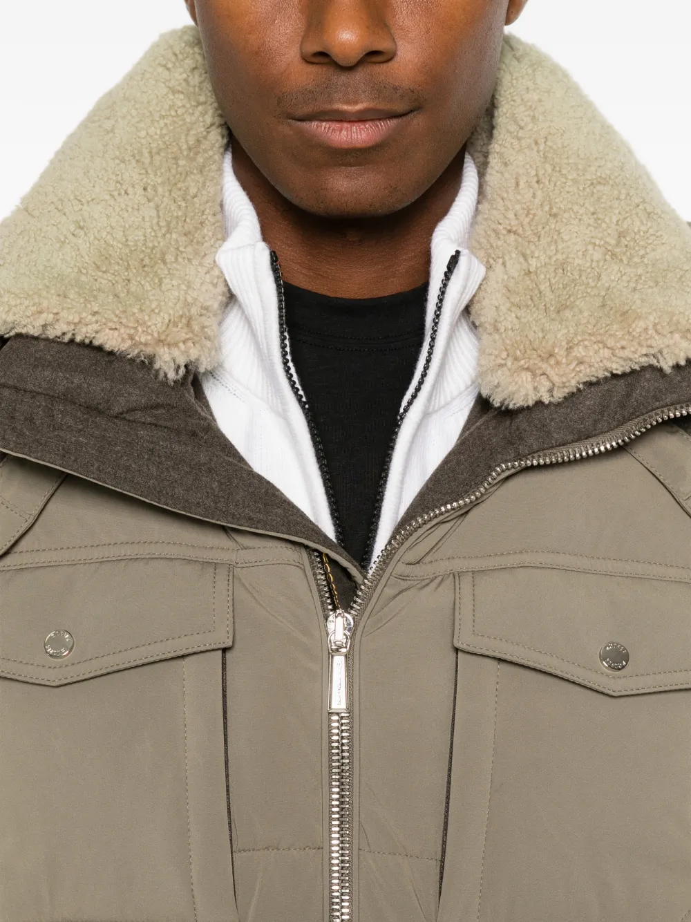 Moorer Gewatteerd jack met lammy kraag Beige