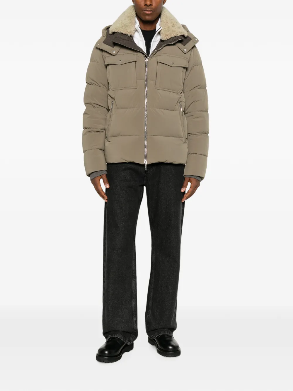 Moorer Gewatteerd jack met lammy kraag Beige