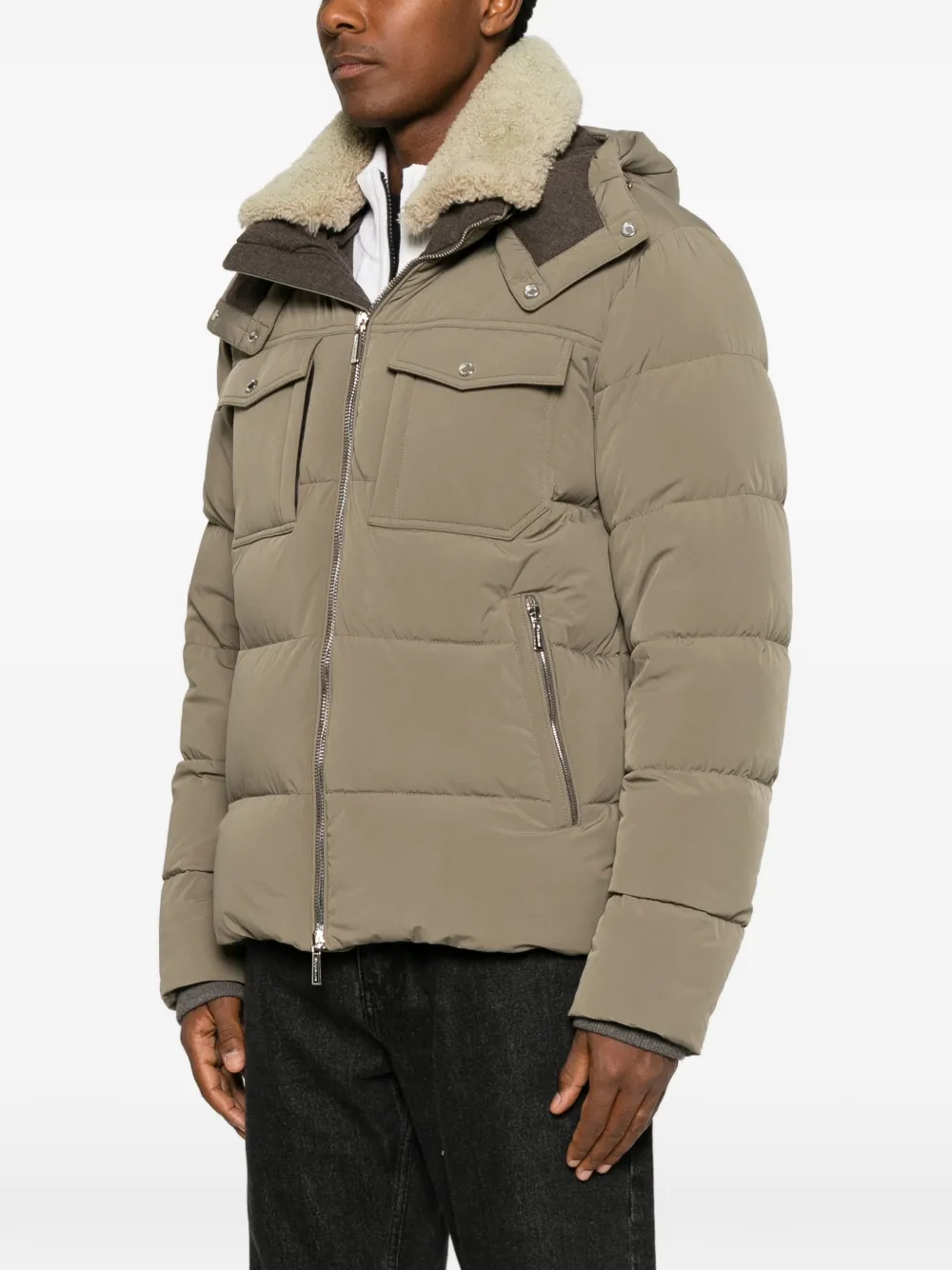Moorer Gewatteerd jack met lammy kraag Beige