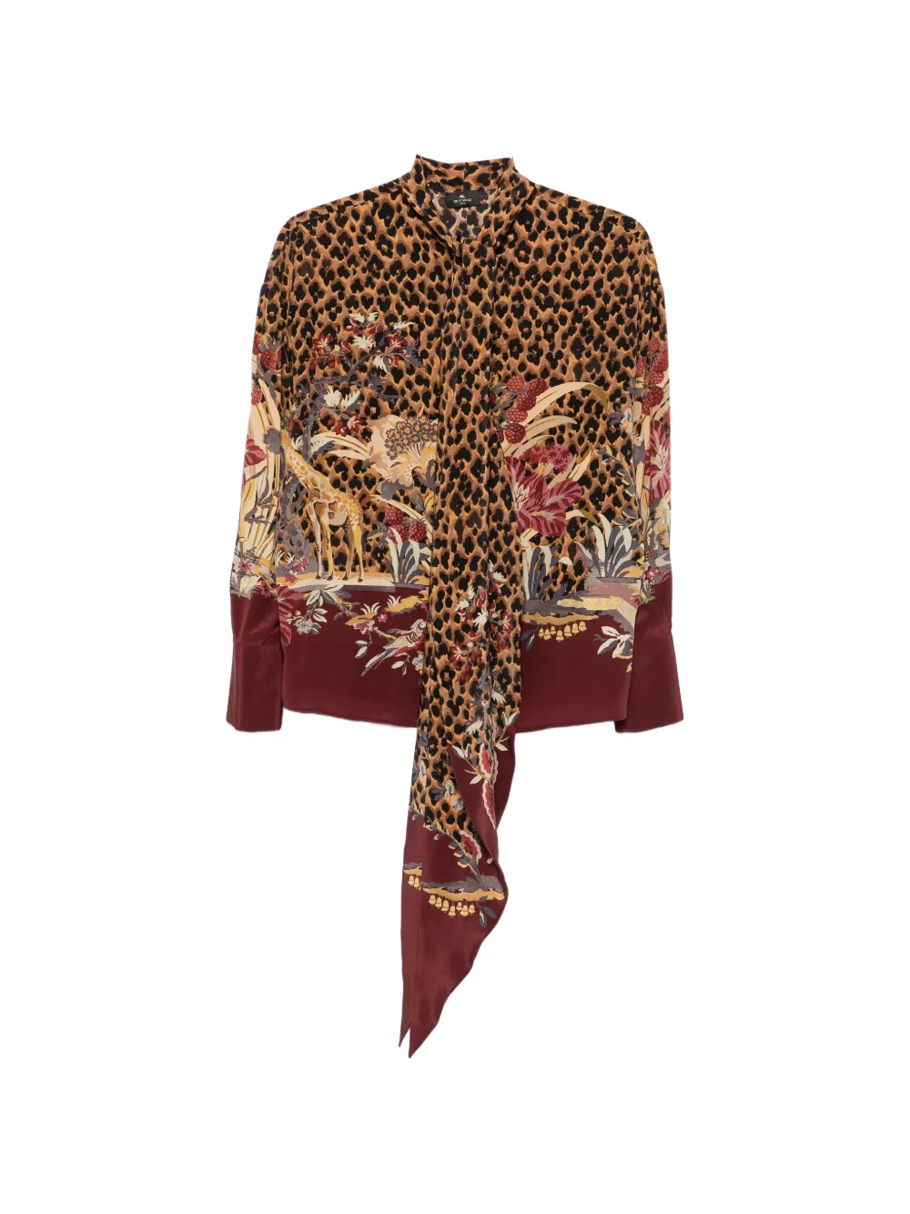 ETRO leopard-print pussy-bow blouse - Marrone