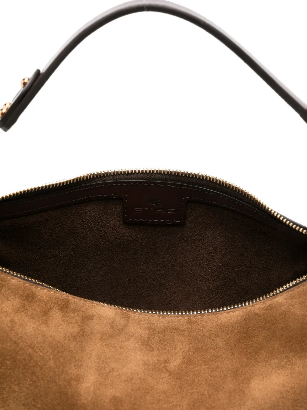 ETRO Suède schoudertas met logoplakkaat Bruin