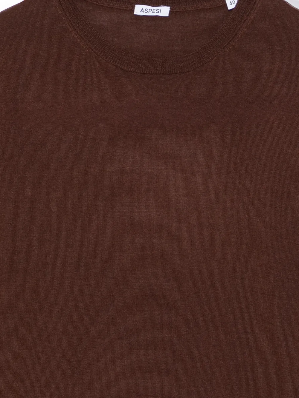 ASPESI Crew Neck Long-sleeve Sweater in Brown, view 3