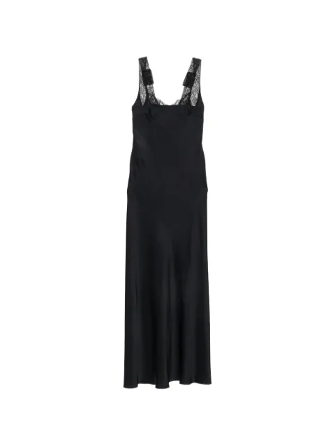 Forte Forte vestido largo satinado con ribete de encaje