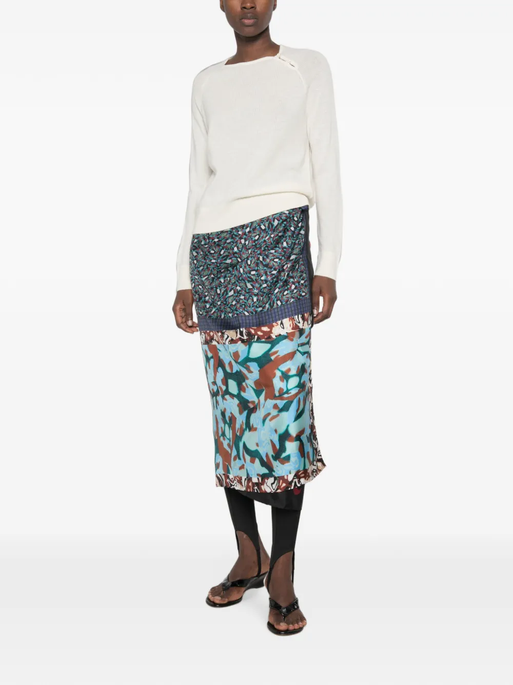 Forte Trui met raglan mouwen en knoopdetail Beige