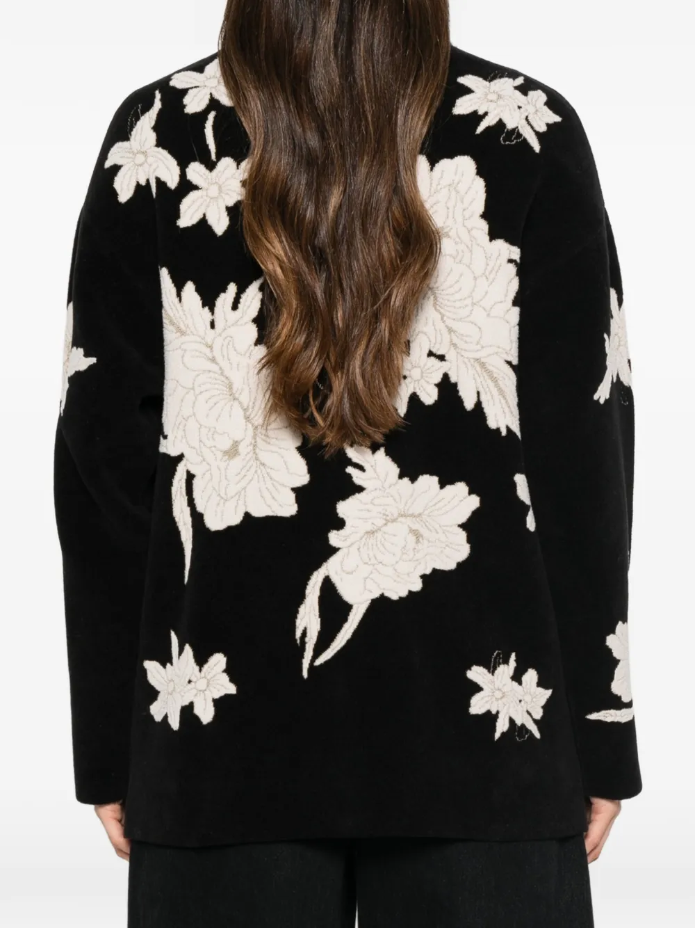 Forte Jack met geborduurde bloemen Zwart