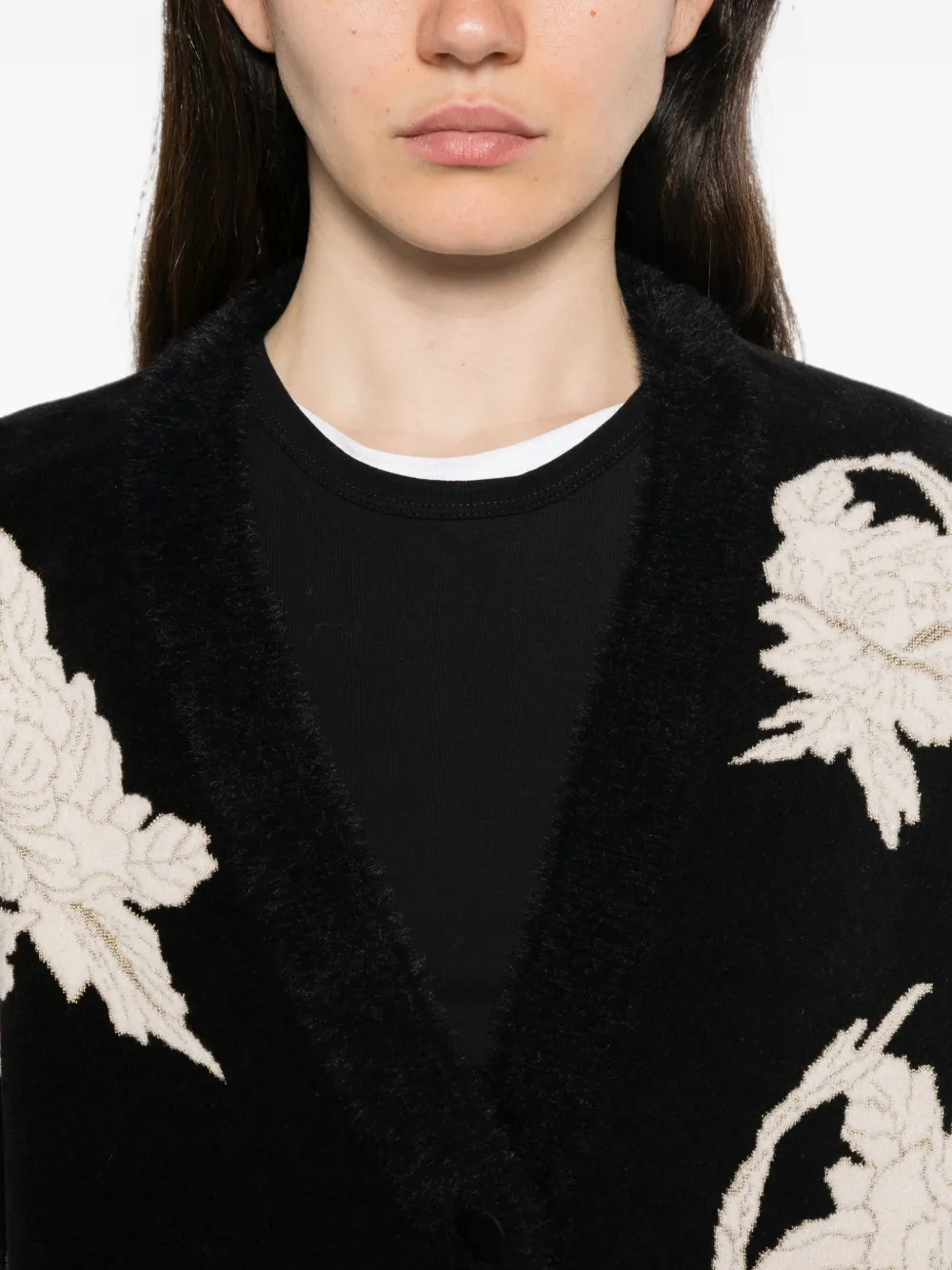 Forte Jack met geborduurde bloemen Zwart