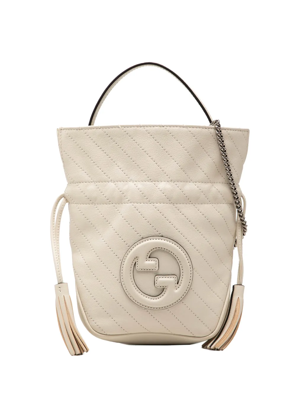 Gucci Pre-Owned 2016-2026 Mini Diagonal Stitched Calfskin Blondie Bucket Bag satchel - Bianco