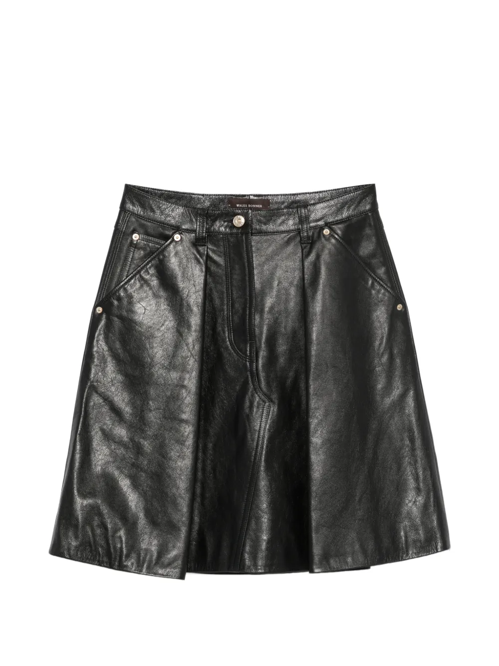 Wales Bonner Midirock aus Leder - Schwarz