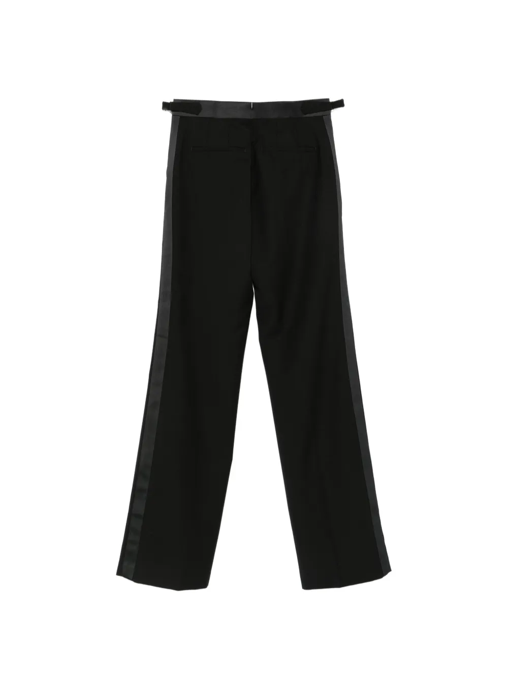 Wales Bonner Satin-trim Buckled-waist Trousers in Black, view 2