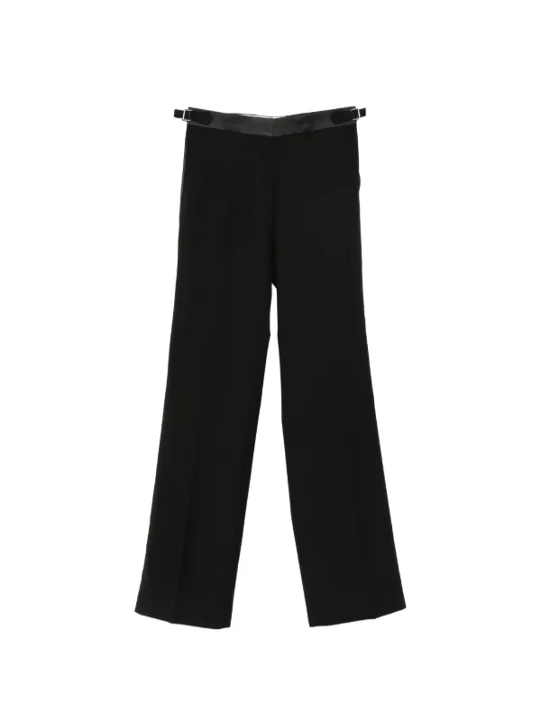 Wales Bonner Satin-trim Buckled-waist Trousers in Black